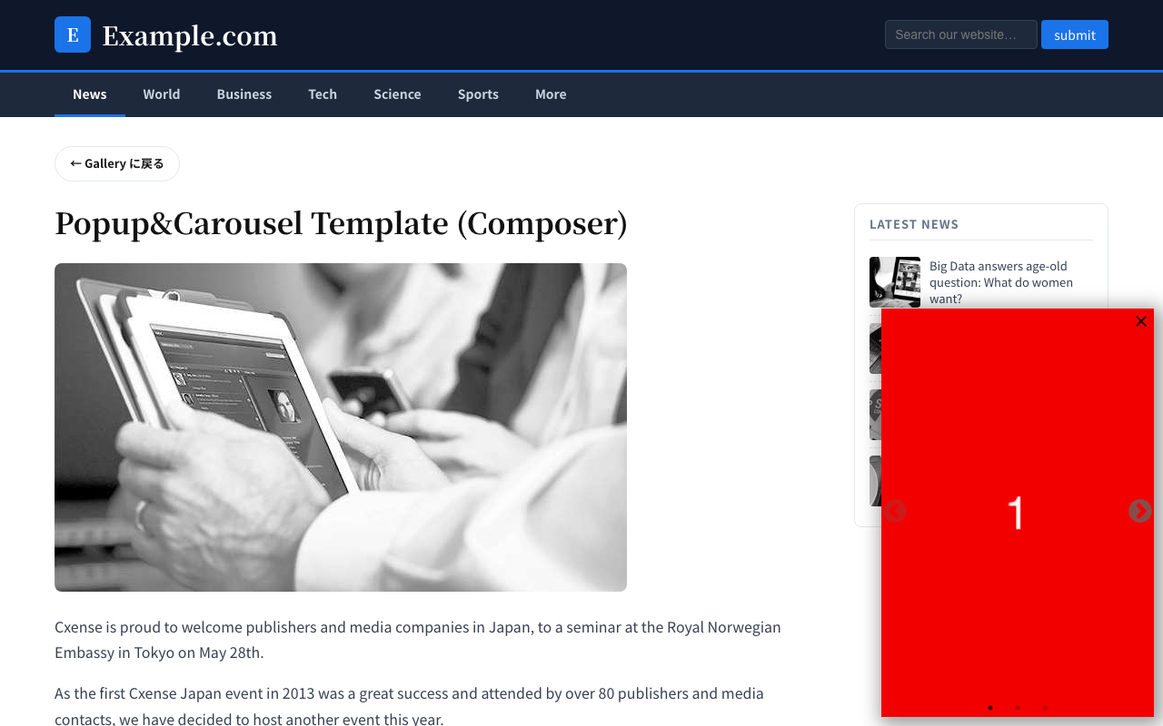 ポップアップ&カルーセル プレビュー