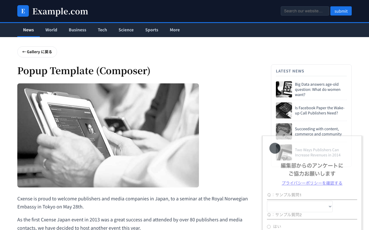 ポップアップ プレビュー