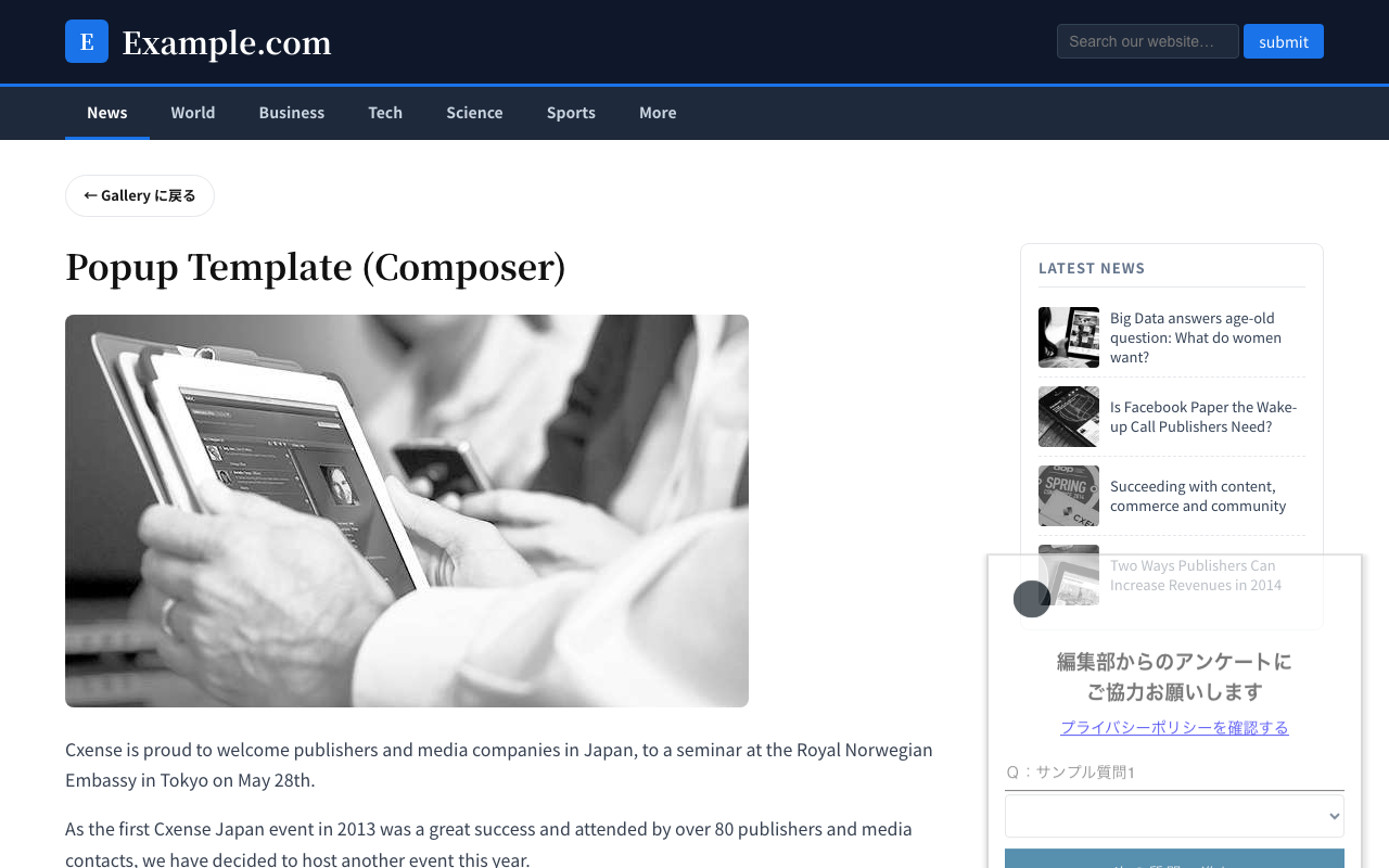 ポップアップ プレビュー